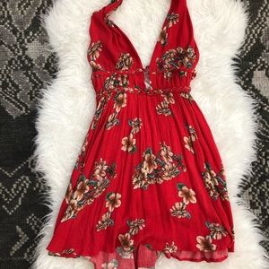 Halter low cut floral dress